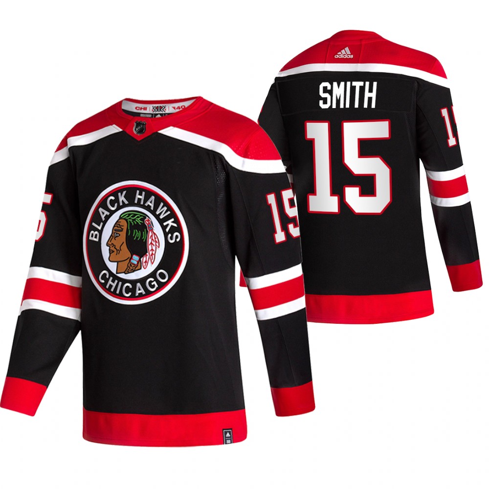 2021 Adidias Chicago Blackhawks 15 Zack Smith Black Men Reverse Retro Alternate NHL Jersey